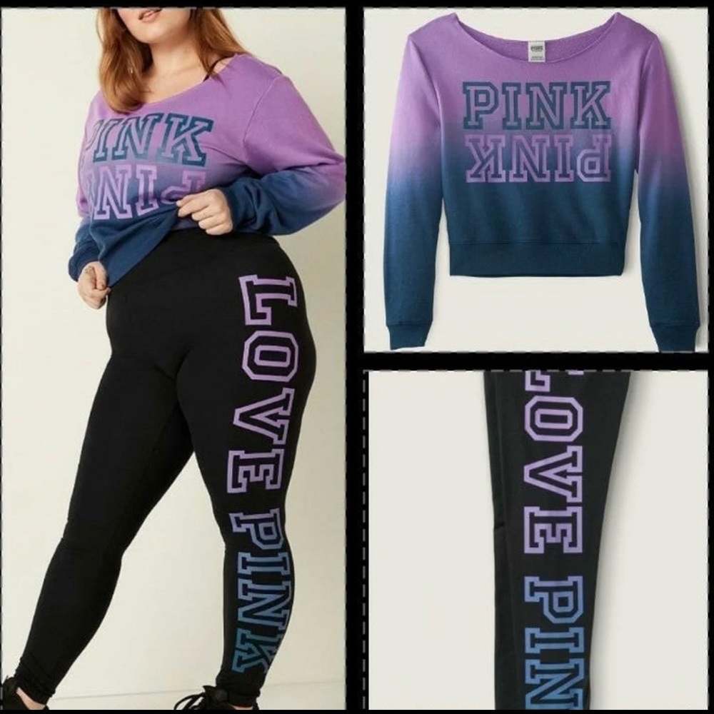 Victoria Secret off the shoulder sweater and love pink leggings set